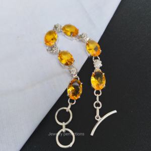 สร้อยข้อมือประดับคริสตัลอัญมณีสีเงิน18K ชุบทองปรับได้สำหรับผู้หญิงทันสมัยล่าสุด - Product Image 1