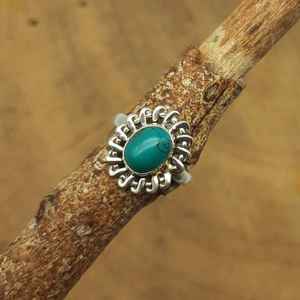 Bague en argent sterling 925 avec pierre de turquoise tibétaine Fournisseur de bijoux en gros de l'Inde - Product Image 1