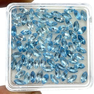 3.5x7mm topaze bleue suisse Marquise coupe pierres précieuses en vrac topaze bleue naturelle perles de pierre à facettes pour la fabrication de bijoux par grossiste - Product Image 1