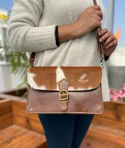 New Real Cowhide Leather Purse Western Women Crossbody Bags Hot Sale Cow Hide Hair On Leather Sling Bag Genuine Leather Handbags