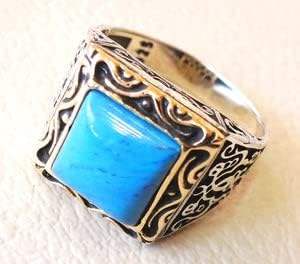Wholesale <b>Mens</b> <b>Ring</b> Natural Turquoise Gemstone December Birthstone Father's Day Ottoman <b>Ring</b> Jewelry 925 Sterling <b>Silver</b> <b>Ring</b> - Product Image 4