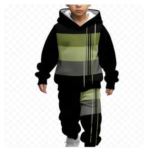 Conjunto de Sudadera Unisex para Niños, Mezcla de Algodón, Colores Personalizados, Alta Calidad, Pantalones Deportivos Cómodos e Informales con Puños, Bloques de Color, Felpa - Product Image 1