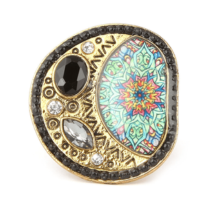 Bague fantaisie pour femme - Dorée - Noire - Product Image 2