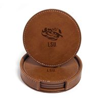 Nouvel ensemble de sous-verres vintage en cuir PU écologique, lot de 6, prix de gros, élégant, antidérapant, imperméable et durable pour boissons et café
