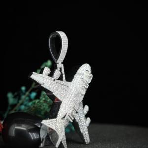 Colgante de Avión Personalizado con Incrustaciones de Moissanita, Joyería de Plata de Ley 925, Colgante Hip Hop de Lujo con Diseño de Avión para Regalo - Product Image 5