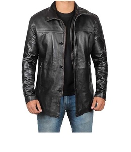 Vêtements d'hiver Vestes décontractées pour hommes Vestes en cuir pur 100% Vestes élégantes coupe-vent avec fermeture éclair sur le devant Vestes en cuir Pu quantité minimale de commande bas - Product Image 5