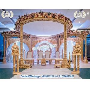 Mandap de Madera con Pilares Dobles de Estilo Clásico para Bodas Asiáticas, Mandap Maharaja para Bodas Indias, Mandap Raj Mahal de Madera, Suiza - Product Image 1