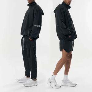 ชุดวอร์มแบบสองชิ้นเอวยางยืดสั่งทำพิเศษจากโรงงาน ผ้าโพลีเอสเตอร์ผสมคอตตอน สะท้อนแสง เหมาะสำหรับวิ่งออกกำลังกาย ใส่ลำลองในฤดูหนาว มีฮู้ด - Product Image 4