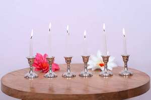 Bougeoir rond en métal enduit blanc pour la maison et l'hôtel Accessoire décoratif d'éclairage de table de Noël - Product Image 2