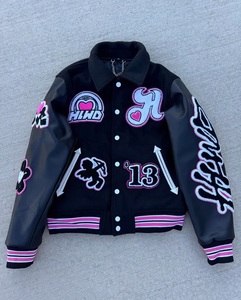 แจ็กเก็ตหนังสำหรับผู้ชายแจ็คเก็ตบอมเบอร์ทีมเบสบอลมหาวิทยาลัยแบบสั่งทำปักลายตัวอักษร - Product Image 1