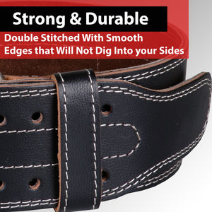 Cinturón de seguridad de longitud personalizada para entrenamiento de gimnasia Cinturón de elevación de potencia de cuero de vaca genuino con hebilla de acero de Pakistán - Product Image 3