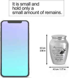 Urnes funéraires personnalisées pour la chasse au cerf, en acier inoxydable, durables, décoratives, gravées, taille personnalisée, pour cendres humaines adultes, couleur argent - Product Image 2