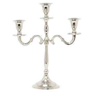 Shiny Silver Finished Metal 3 Arm <b>Candelabra</b> Candle Stand Tabletop Decorate Candle Holder Wedding and Parties Event Table Decors - Product Image 2