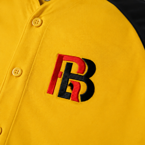 <b>Men's</b> Custom Boxy Fit Streetwear Baseball Jersey-<b>Yellow</b> Black Hustle Graphic Polyester <b>Shirt</b> - Product Image 4