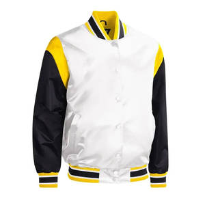 Veste universitaire pour homme avec col montant, tissu en toile, logo sur le devant - Style streetwear, matière en soie, coupe facile et confortable - Product Image 3