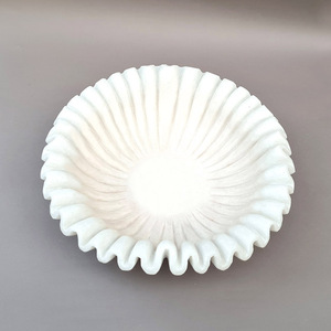 Design en forme de fleur en marbre blanc bol de fleurs peintes colorées plateau de fruits décoratif plateau à manger ondulation cannelée - Product Image 4