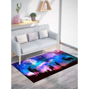 Tapis imprimé avec silhouette de cerf, décoration d'intérieur moderne avec des animaux, tapis doux à poils - Product Image 3