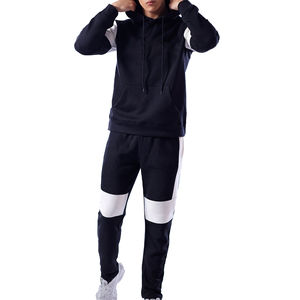 Survêtement pour hommes combinaison d'entraînement veste zippée en polyester mélangé et pantalon de jogging taille élastique avec cordon de serrage pour vêtements de sport - Product Image 5