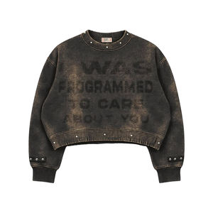 Sudadera de Manga Larga Estampada, Unisex, Estilo Vintage, Lavada al Ácido, de Gran Tamaño, de Poliéster/Algodón, para Invierno - Product Image 3