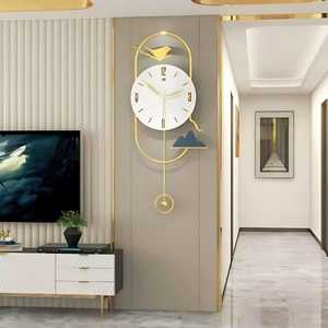 Creative <b>Modern</b> Iron <b>Wall</b> <b>Clock</b> with Needle Display <b>Pendulum</b> Abstract Bird Mountain Elements Battery Powered for Home Interiors - Product Image 4