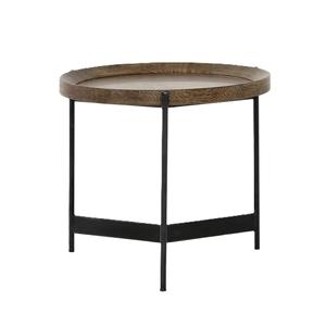 Wooden Top and Base <b>Used</b> for Living Room Interior Antique Brass Finished Stainless Steel Corners Side Table With White Washed - Product Image 2