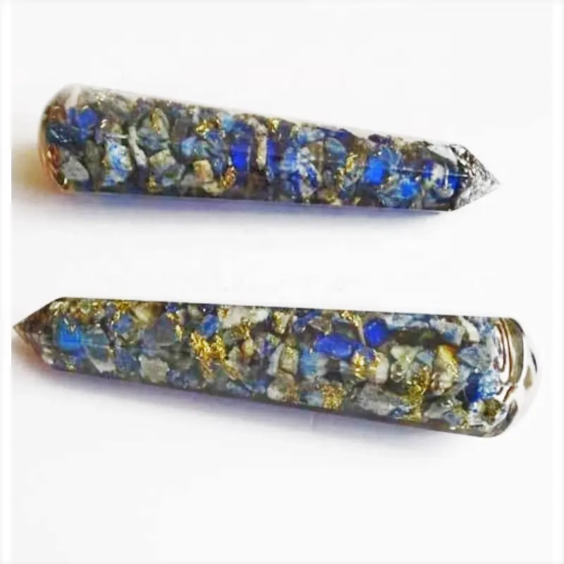 Lapis Lazuli tongkat grosir kerajinan kristal, tongkat pijat energi Resin Feng Shui Reiki
