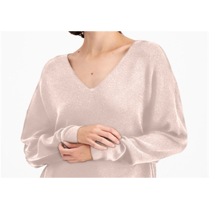Cardigan in maglia da donna Eileen Fisher con scollo a V e spalle scese, traspirante, rosa, con logo frontale, taglia L, per la stagione autunnale - Product Image 2