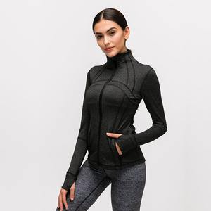 Veste personnalisée solide, respirante et légère à manches longues en éponge française pour femmes avec fermeture éclair en nylon/coton - Product Image 5