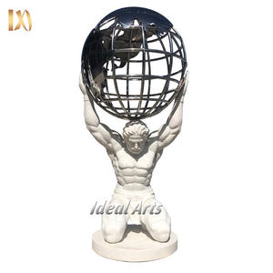 Grande Statua di Atlante in Marmo Greco, Scultura Mitologica in Pietra Intagliata a Mano per Decorazione Esterna di Ville e Giardini - Product Image 3