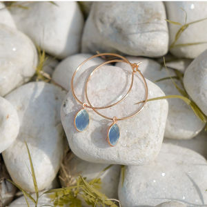 Personalizado Marquesa forma aguamarina cuarzo bisel piedra preciosa piedra natal aros pendientes al por mayor - Product Image 3