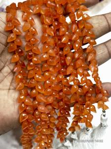 AAA Natural <b>Red</b> Carnelian Faceted Briolette Teardrop Fancy Drill 8 Inch Strand 6x9mm Approx - Product Image 6