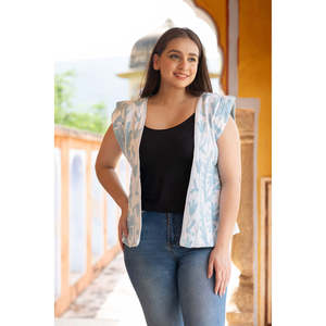 Chaleco sin Mangas para Mujer, Estampado Floral, Algodón, Informal, Transpirable, Diseño sin Cuello, para Primavera/Verano - Product Image 1