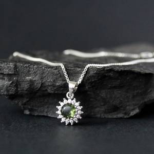 Liontin batu 6mm <span class=keywords><strong>Moldavite</strong></span> perak murni perhiasan <span class=keywords><strong>Moldavite</strong></span> dari Ceko asli kalung liontin <span class=keywords><strong>Moldavite</strong></span> - Product Image 3