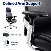 Chaise de bureau moderne noire à dossier haut avec siège rembourré et accoudoirs argentés pour sièges de direction et projets de bureau