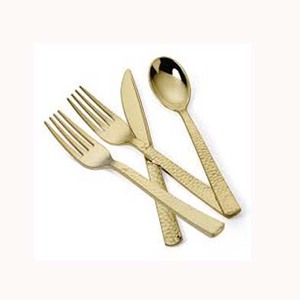 Wholesale Heavy-Duty Brass <b>Spoon</b> Set with Creative Rectangular <b>Gold</b> Finish Metal Handle for Kitchen Accessories and Hotels - Product Image 1