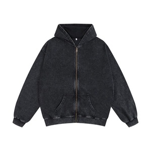 Wholesale <b>Black</b> Zip-Up Hoodies Unisex Pullover 100% Cotton <b>Fleece</b> Mens Blank Oversized Winter Pocket Quick Dry - Product Image 1