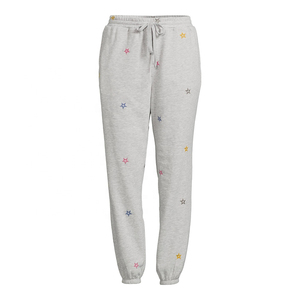 Pantalones de chándal para mujer, joggers teñidos grises informales con bordado de estrellas, joggers de calle hechos a medida - Product Image 3