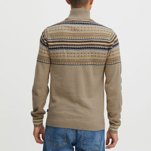 Suéter Navideño para Hombre con Cierre de Cremallera de un Cuarto, Logotipo Frontal, Transpirable, Informal, para Invierno, Tejido de Lana/Acrílico con Textura Trenzada - Product Image 3