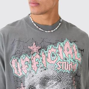 2025 venta al por mayor de camisetas personalizadas en Color gris de calidad superior 100% tela de algodón cuello acanalado pesado GSM camiseta para hombres - Product Image 3