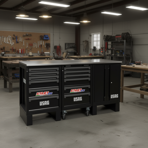 โต๊ะทำงานอุตสาหกรรมยี่ห้อ Usag พร้อมตู้เก็บเครื่องมือเหล็ก - Product Image 3