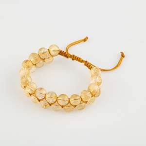 8mm <b>Citrine</b> Double Row Macrame Natural Stone <b>Bracelet</b> - Product Image 2