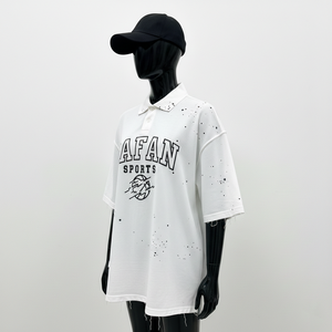 Chemise polo pour femme en jersey de coton premium GSM, douce, respirante, blanche, coupe ample, logo personnalisé imprimé à l'écran, chemises polo en coton pour femme - Product Image 4