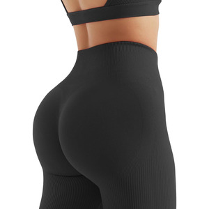 Vêtements de sport de gymnastique professionnels fabriqués en usine pour femmes ensemble de yoga respirant à séchage rapide avec ensembles de yoga à motif solide sans couture - Product Image 6