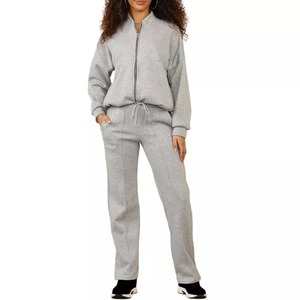 Nuevo chándal de lana para mujer Chaqueta de bombardero de lana con cremallera para mujer 2 Joggers de bolsillo - Product Image 2