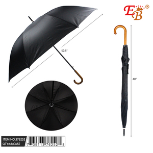 Auto Open 50.5" Wooden J Handle <b>Umbrella</b> with 190t Silk Fabric Three-Folding Design Semi-Automatic Control 48PCS/CS - Product Image 1