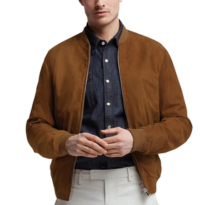 Veste en cuir suédé pour homme, coupe ajustée, durable, imperméable, coupe-vent, écologique, avec col montant - Product Image 1