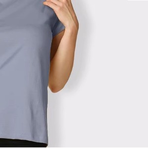 T-shirts surdimensionnés en coton 100% uni personnalisés à col rond et à épaules tombantes pour femmes - Product Image 2