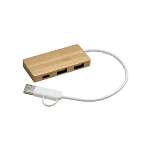 Hub USB in Bambù Personalizzato, Gadget Promozionale per Arredamento Unico Ufficio o Casa - Product Image 1