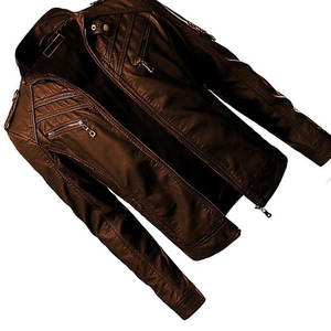 Veste en cuir pour hommes, vêtements décontractés de couleur unie, veste en cuir confortable pour hommes à la mode - Product Image 6