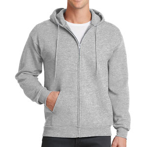 Unisex Fleece Full Zip Hooded <b>Sweatshirt</b> Hoodie Ash <b>Grey</b> - Product Image 1